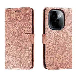 For vivo Y200 5G Lace Flower Embossing Flip Leather Phone Case(Rose Gold)