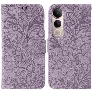 For vivo V50 Lite 5G Lace Flower Embossing Flip Leather Phone Case(Purple)