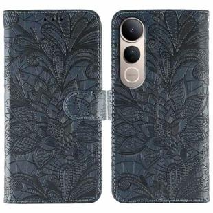For vivo V50 Lite 5G Lace Flower Embossing Flip Leather Phone Case(Dark Blue)