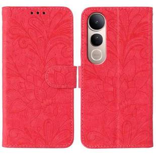 For vivo V50 Lite 5G Lace Flower Embossing Flip Leather Phone Case(Red)