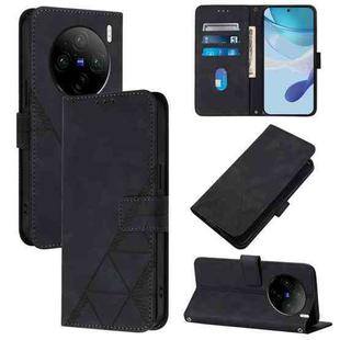 For vivo X100 Crossbody 3D Embossed Flip Leather Phone Case(Black)