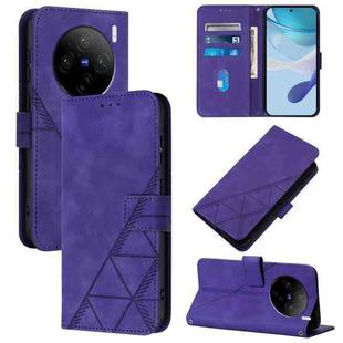 For vivo X100 Crossbody 3D Embossed Flip Leather Phone Case(Purple)