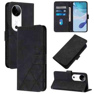 For vivo S19 Crossbody 3D Embossed Flip Leather Phone Case(Black)