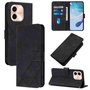 For vivo Y28 4G Crossbody 3D Embossed Flip Leather Phone Case(Black)