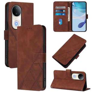 For vivo S20 Crossbody 3D Embossed Flip Leather Phone Case(Brown)