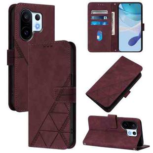 For vivo S30 Pro mini Crossbody 3D Embossed Flip Leather Phone Case(Wine Red)