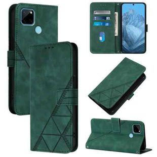 For Realme C21Y Crossbody 3D Embossed Flip Leather Phone Case(Green)