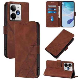 For Realme Neo7 Turbo 5G Crossbody 3D Embossed Flip Leather Phone Case(Brown)