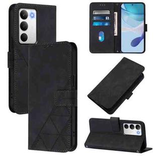 For Realme C71 4G Global Crossbody 3D Embossed Flip Leather Phone Case(Black)