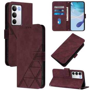 For Realme C71 4G Global Crossbody 3D Embossed Flip Leather Phone Case(Wine Red)