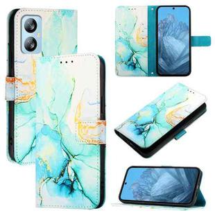 For Blackview A52 PT003 Marble Pattern Flip Leather Phone Case(Green)