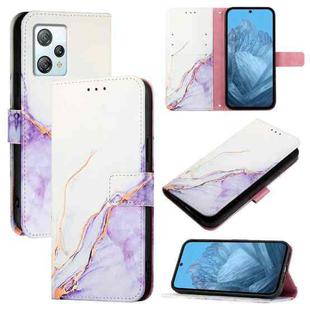 For Blackview A53 PT003 Marble Pattern Flip Leather Phone Case(White Purple)