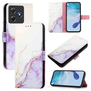 For Blackview Wave 8C PT003 Marble Pattern Flip Leather Phone Case(White Purple)