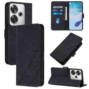 For Xiaomi Poco F6 Crossbody 3D Embossed Flip Leather Phone Case(Black)