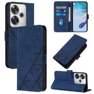 For Xiaomi Poco F6 Crossbody 3D Embossed Flip Leather Phone Case(Blue)