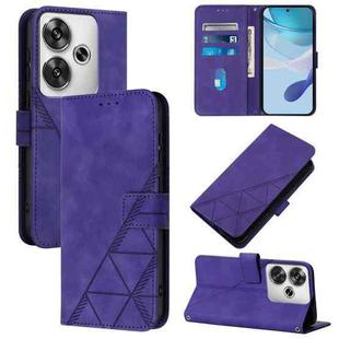 For Xiaomi Poco F6 Crossbody 3D Embossed Flip Leather Phone Case(Purple)