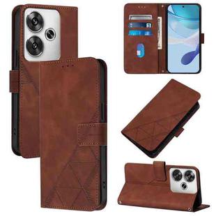 For Xiaomi Poco F6 Crossbody 3D Embossed Flip Leather Phone Case(Brown)