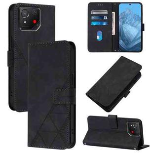 For Asus ROG Phone 8 Crossbody 3D Embossed Flip Leather Phone Case(Black)