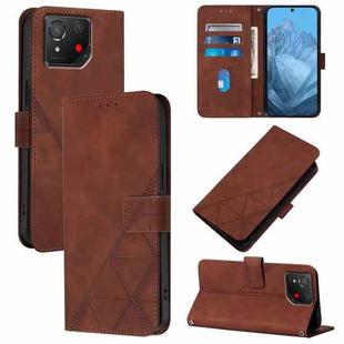 For Asus ROG Phone 8 Crossbody 3D Embossed Flip Leather Phone Case(Brown)