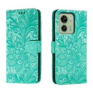 For Motorola Edge 40 Lace Flower Embossing Flip Leather Phone Case(Green)