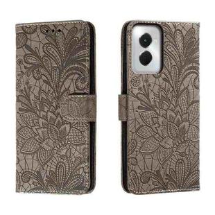 For Motorola Moto G Power 5G 2024 Lace Flower Embossing Flip Leather Phone Case(Grey)