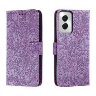 For Motorola Moto G Power 5G 2024 Lace Flower Embossing Flip Leather Phone Case(Purple)