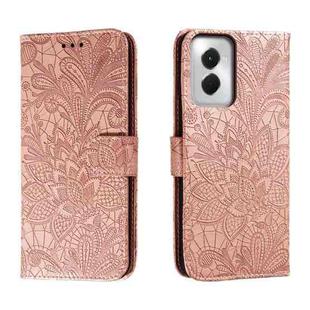 For Motorola Moto G Power 5G 2024 Lace Flower Embossing Flip Leather Phone Case(Rose Gold)