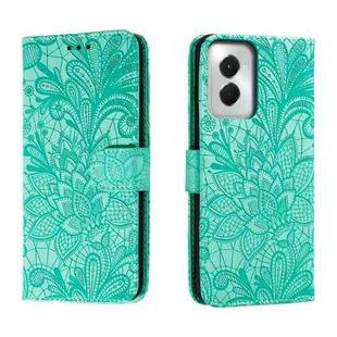 For Motorola Moto G Power 5G 2024 Lace Flower Embossing Flip Leather Phone Case(Green)