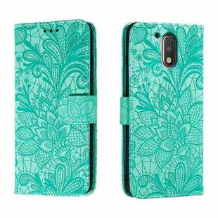 For Motorola Moto G4 Lace Flower Embossing Flip Leather Phone Case(Green)