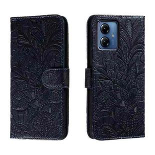 For Motorola Moto G14 Lace Flower Embossing Flip Leather Phone Case(Dark Blue)