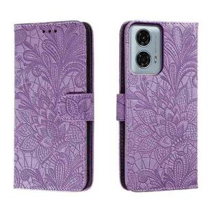 For Motorola Moto G24 Power Lace Flower Embossing Flip Leather Phone Case(Purple)