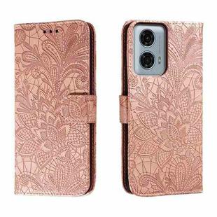 For Motorola Moto G24 Power Lace Flower Embossing Flip Leather Phone Case(Rose Gold)