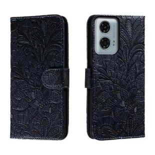 For Motorola Moto G24 Power Lace Flower Embossing Flip Leather Phone Case(Dark Blue)