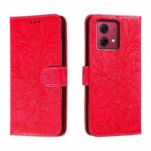 For Motorola Moto G84 Lace Flower Embossing Flip Leather Phone Case(Red)