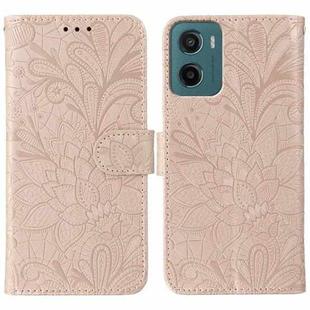 For Motorola Moto G05 / E15 Lace Flower Embossing Flip Leather Phone Case(Rose Gold)