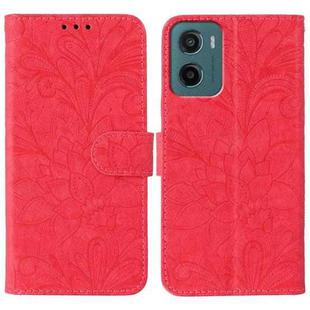 For Motorola Moto G05 / E15 Lace Flower Embossing Flip Leather Phone Case(Red)