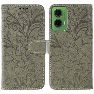 For Motorola Moto G35 Lace Flower Embossing Flip Leather Phone Case(Grey)