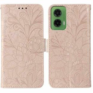For Motorola Moto G35 Lace Flower Embossing Flip Leather Phone Case(Rose Gold)