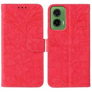 For Motorola Moto G35 Lace Flower Embossing Flip Leather Phone Case(Red)