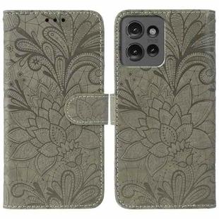 For Motorola Edge 50 Lace Flower Embossing Flip Leather Phone Case(Grey)