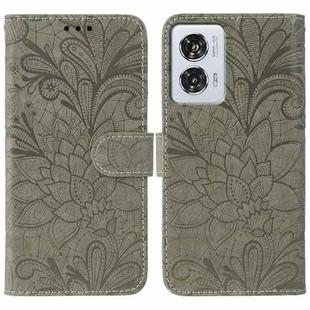 For Motorola Edge 50 Fusion Lace Flower Embossing Flip Leather Phone Case(Grey)
