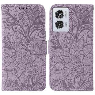 For Motorola Edge 50 Fusion Lace Flower Embossing Flip Leather Phone Case(Purple)
