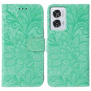 For Motorola Edge 50 Fusion Lace Flower Embossing Flip Leather Phone Case(Green)