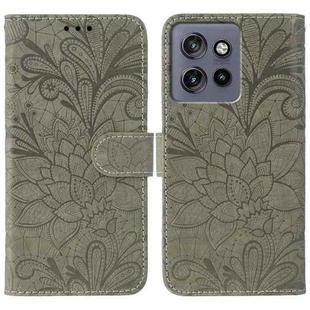 For Motorola Edge 50 Neo Lace Flower Embossing Flip Leather Phone Case(Grey)