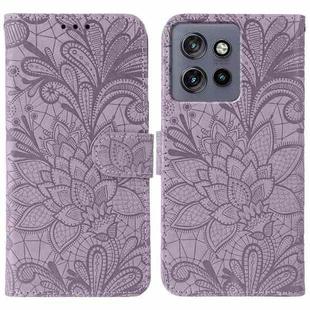 For Motorola Edge 50 Neo Lace Flower Embossing Flip Leather Phone Case(Purple)