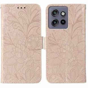 For Motorola Edge 50 Neo Lace Flower Embossing Flip Leather Phone Case(Rose Gold)