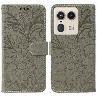 For Motorola Edge 50 Ultra Lace Flower Embossing Flip Leather Phone Case(Grey)