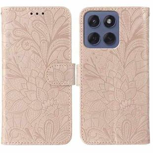 For Motorola Edge 60 Fusion 5G Lace Flower Embossing Flip Leather Phone Case(Rose Gold)