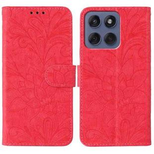 For Motorola Edge 60 Fusion 5G Lace Flower Embossing Flip Leather Phone Case(Red)