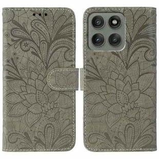 For Motorola Edge 60 Pro Lace Flower Embossing Flip Leather Phone Case(Grey)